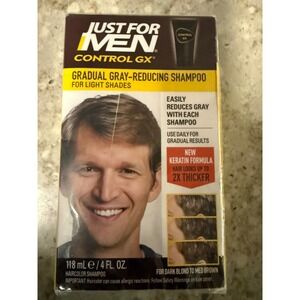 Just For Men Control GX Gradual Gray Reducing Shampoo Light Shades 4oz Keratin